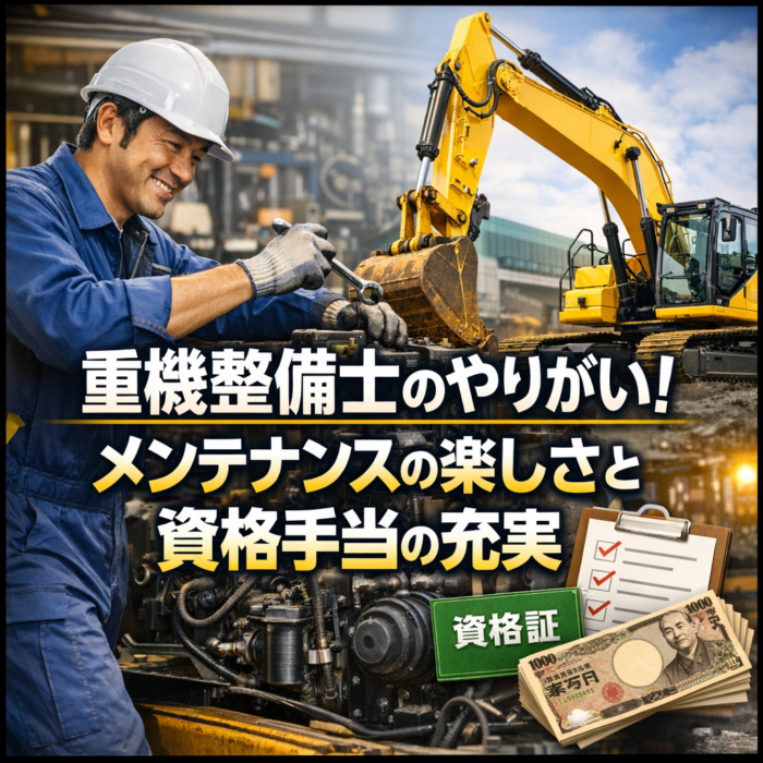 重機整備士のやりがい！メンテナンスの楽しさと資格手当の充実